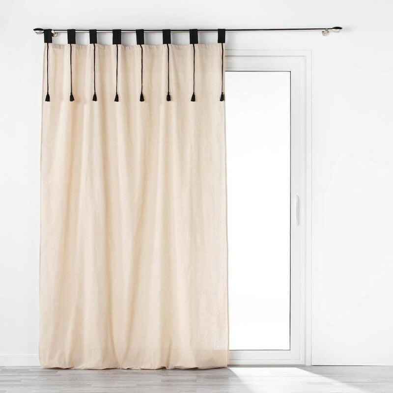 Rideau à 8 passants et pompoms 'Filine' - Ivoire - 140 x 240 cm - Livraison gratuite