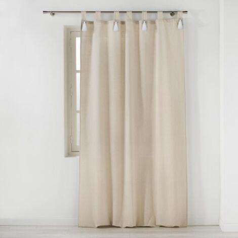 Rideau à Passants Pompons "Cyrine" 140x240cm Beige