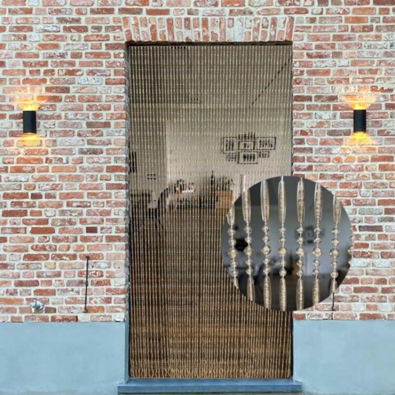 Rideau à perles de différentes tailles et couleurs pour porte de balcon, moustiquaire à perles anti-insectes, champagne, 90 x 200 cm