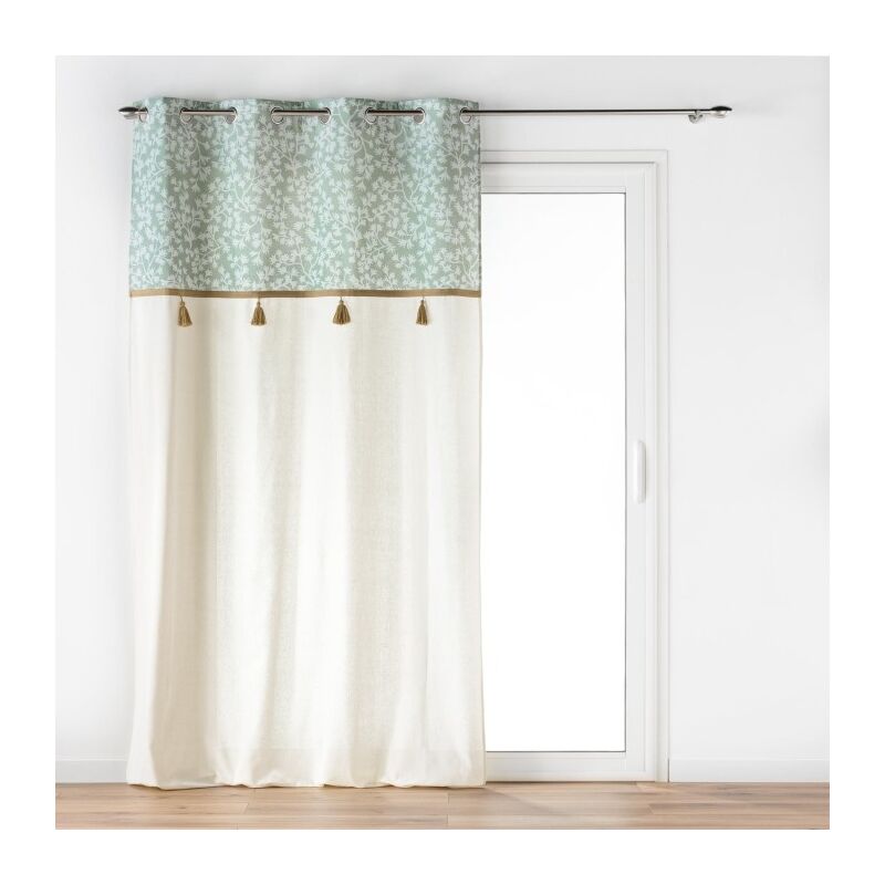 Rideau a oeillets 140 x 240 cm coton/polyester+top imp+pompon vivoline Sans