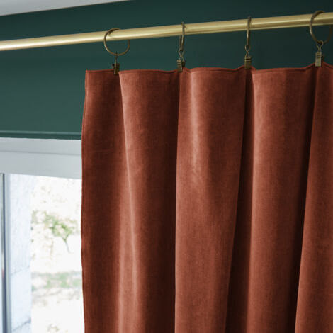 Rideau ajustable + 8 anneaux pince "César" 140 x 270 cm Velours de Coton - Couleur: César Terracotta