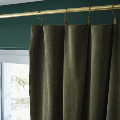 Rideau ajustable + 8 anneaux pince "César" 140 x 270 cm Velours de Coton - Couleur: César Thym