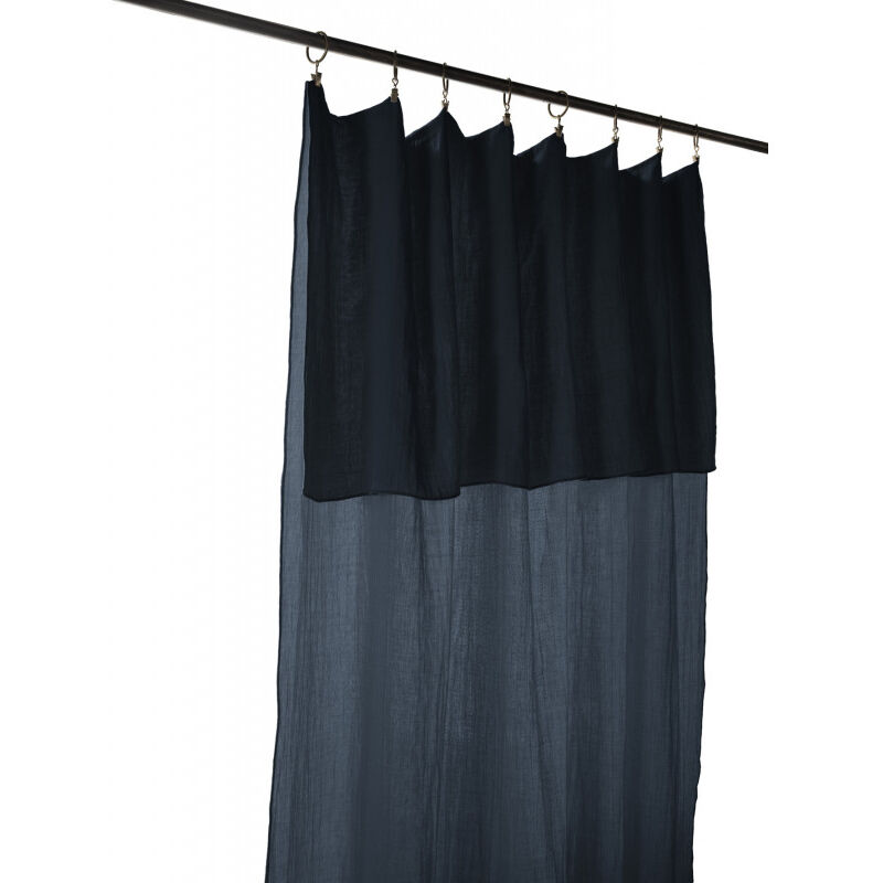 L'effet Papillon - Rideau ajustable + 8 anneaux pince 'Gaîa' 140 x 300 cm 'Gaze de Coton' - Couleur: Gaïa Minuit