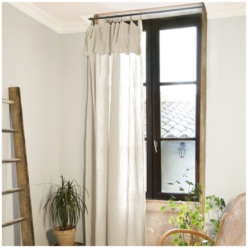 Rideau ajustable + 8 anneaux pince Gaze de coton 140 x 300 cm Beige