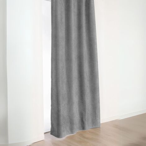 Rideau Alaska à galon fronceur isolant et 100 % occultant Gris clair 140x240 cm