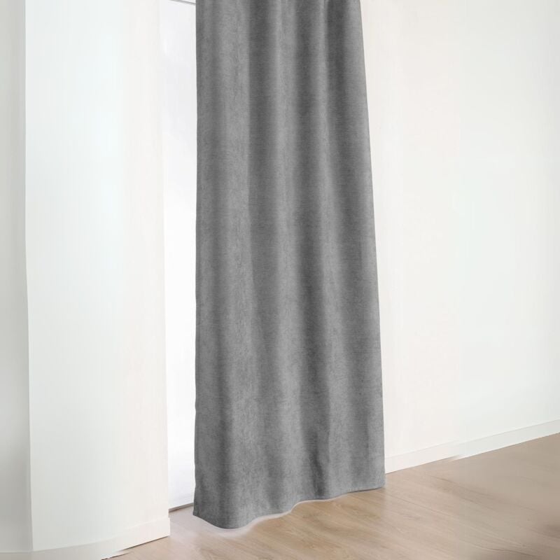 Rideau Alaska à galon fronceur isolant et 100 % occultant Gris clair 140x240 cm