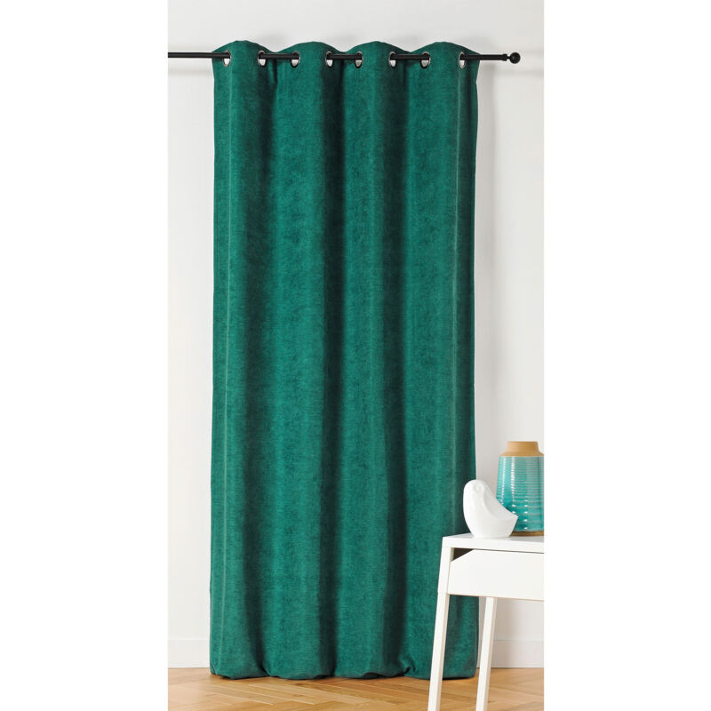 Homemaison - Rideau Alaska isolant et 100 % occultant Vert emeraude 140x260 cm