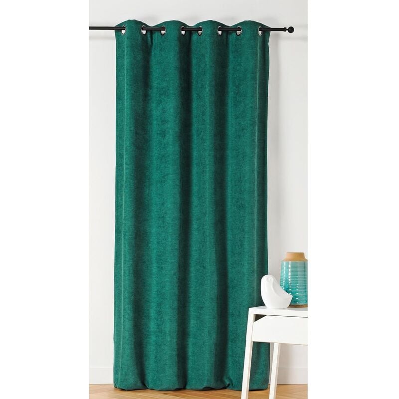 Homemaison - Rideau Alaska isolant et 100 % occultant Vert emeraude 140x350 cm