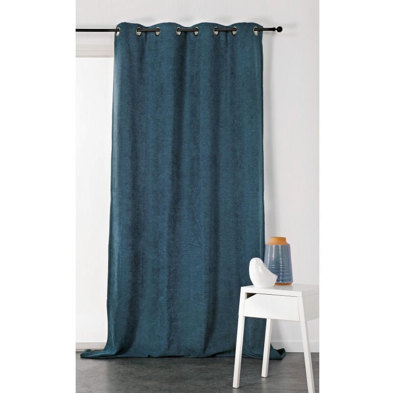 Homemaison - Rideau bleu marine Uni Phonique, Isolant, Thermique et Occultant - 140x260cm - Bleu marine