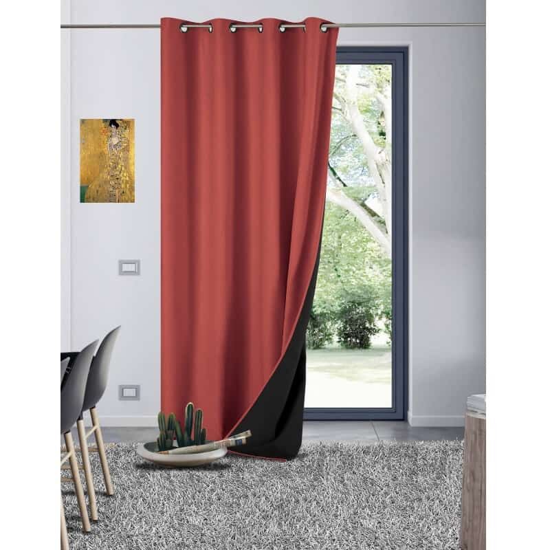 Homemaison - Rideau thermique aspect velours Galena - 140x260cm - Terre cuite
