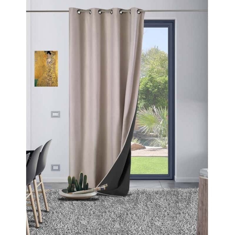 Homemaison - Rideau thermique aspect velours Galena - 140x260cm - Naturel