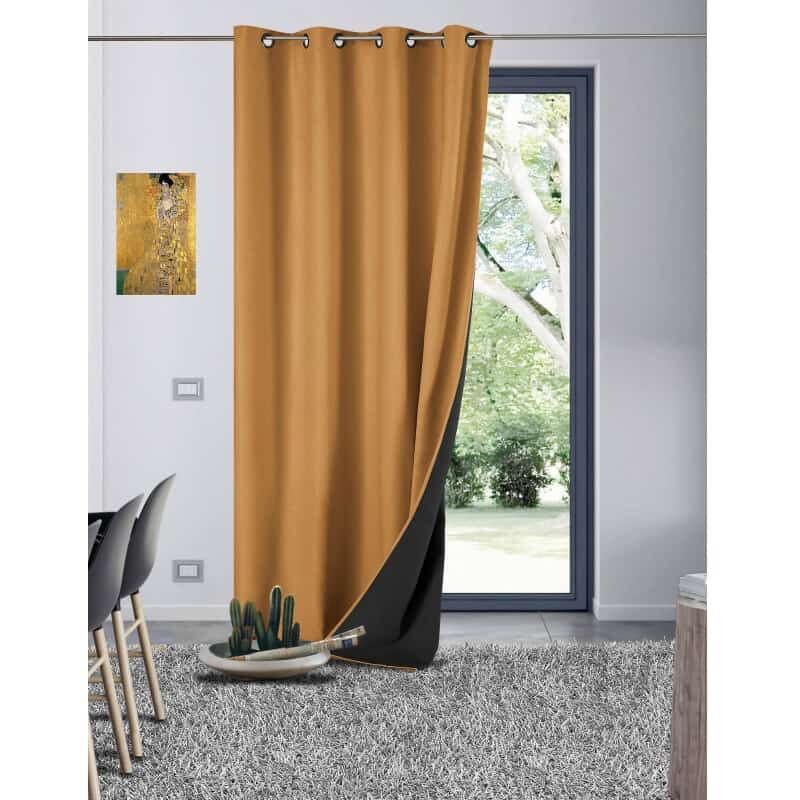 Homemaison - Rideau thermique aspect velours Galena - 140x260cm - Ocre