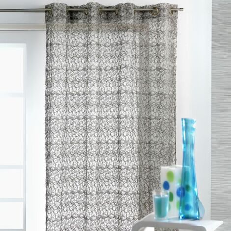 Rideau Ameublement en Filet Brodé Gris clair 150x260 cm