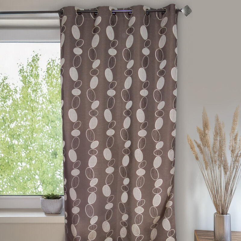 Rideau Ameublement en Jacquard Galets Chocolat Marron chocolat 135x260 cm