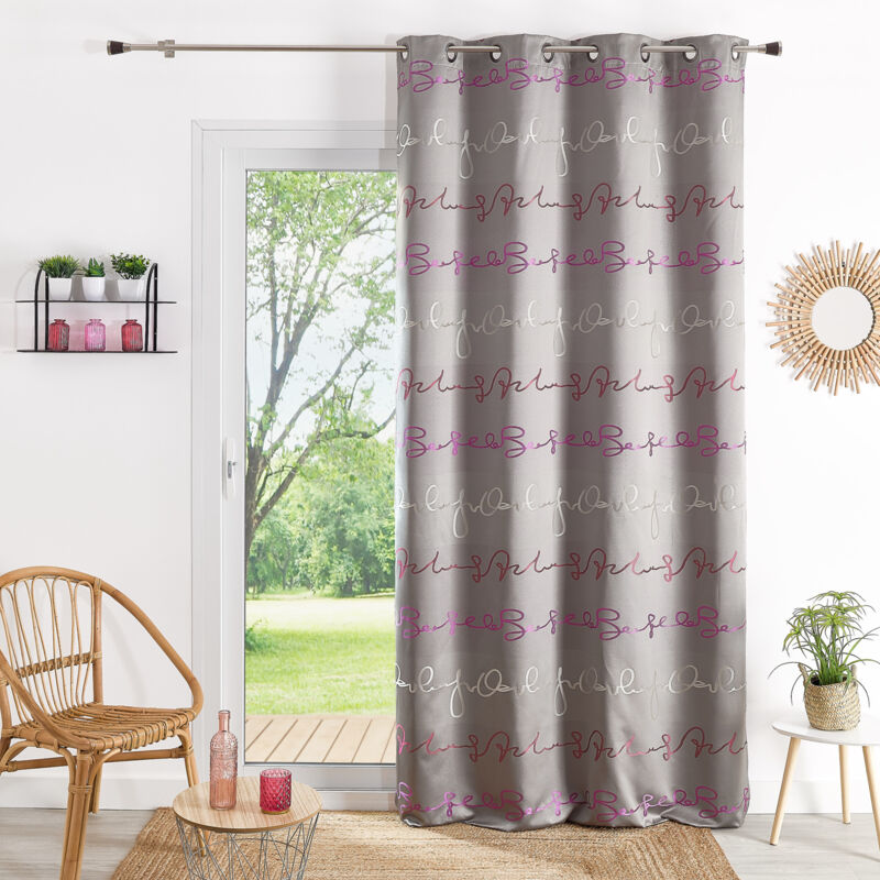 Rideau Ameublement Imprimée 'Ecriture' Gris clair 140x260 cm