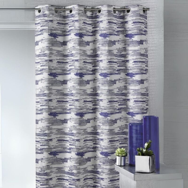 Rideau Ameublement jacquad imprimé armée Bleu 140x260 cm