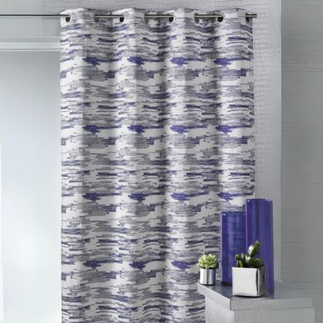 Rideau Ameublement jacquad imprimé armée Bleu 140x260 cm
