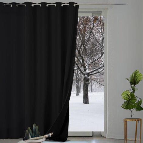 Rideau anti-froid doublé polaire Noir 140x260 cm