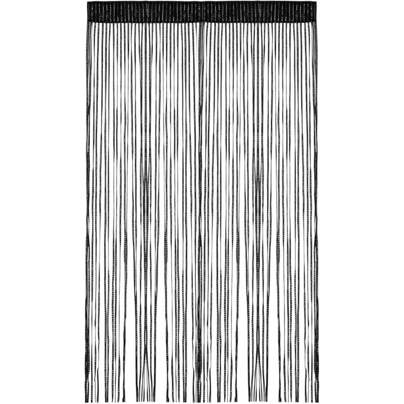 Rideau Anti Insectes 100x200 cm Noir, Rideau à Fils pour Mariage, Café, Restaurant, Vitrine