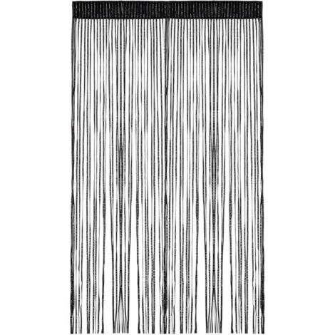 Rideau Anti Insectes 100x200 cm Noir, Rideau à Fils pour Mariage, Café, Restaurant, Vitrine