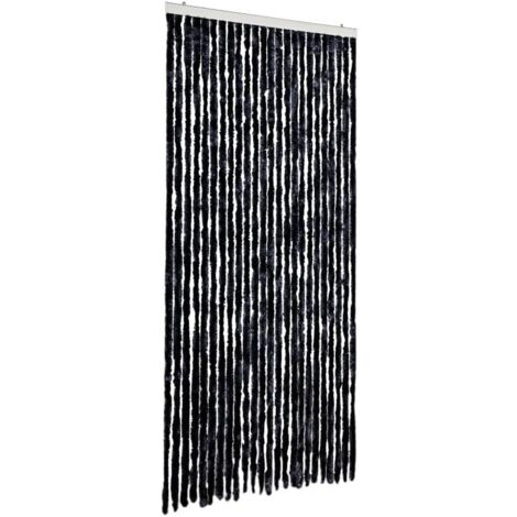 Rideau anti-mouches anthracite 100x200 cm chenille CFW65062
