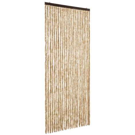 Rideau anti-mouches beige 100x200 cm chenille CFW65066