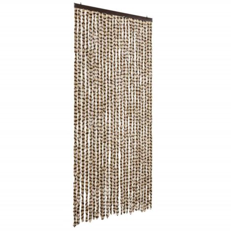 Rideau anti-mouches beige et marron 100x230 cm chenille CFW65077
