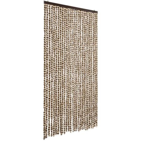 Rideau anti-mouches beige et marron 118x220 cm chenille CFW65078
