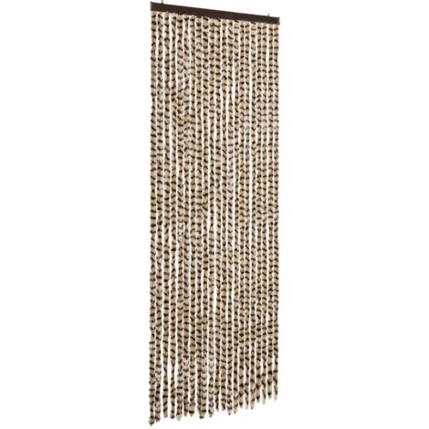 Rideau anti-mouches beige et marron 90x200 cm chenille CFW65080