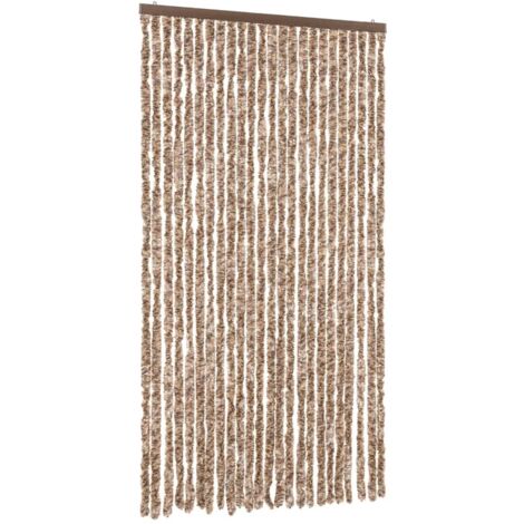 Rideau anti-mouches beige et marron foncé 100x200 cm chenille CFW65083