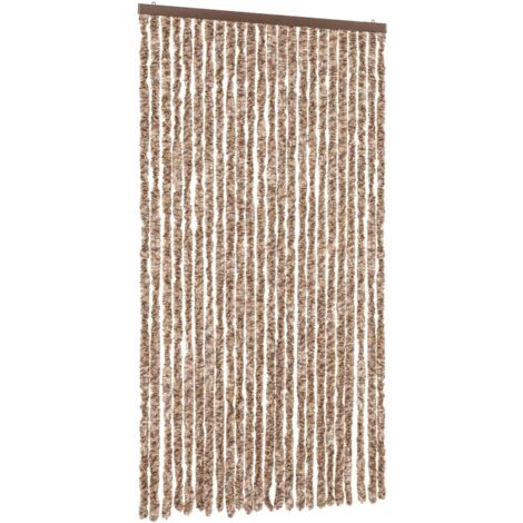 Rideau anti-mouches beige et marron foncé 100x230 cm chenille CFW65085