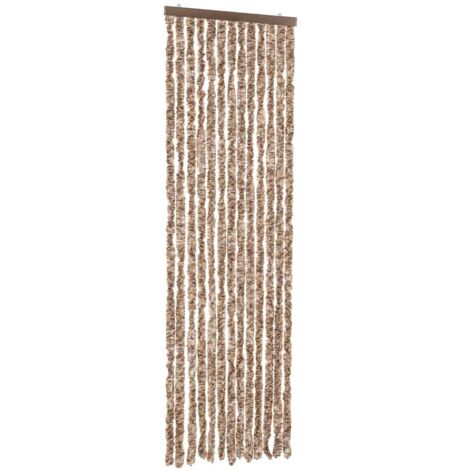 Rideau anti-mouches beige et marron foncé 56x185 cm chenille CFW65087