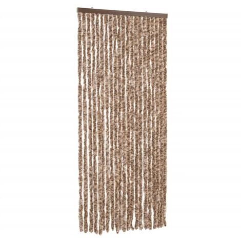 Rideau anti-mouches beige et marron foncé 90x220 cm chenille CFW65090