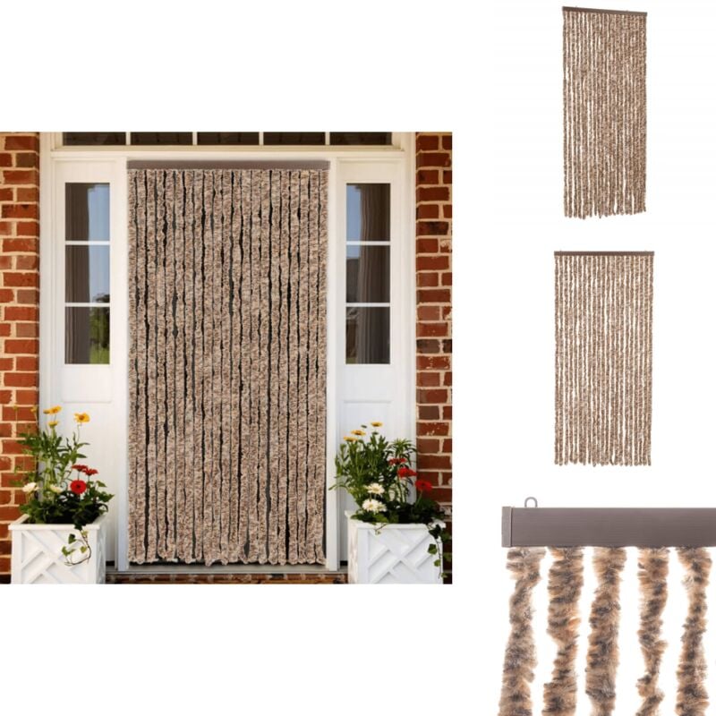Vidaxl - Rideau anti-mouches beige et marron foncé 90x220 cm chenille - Rideau Anti-moustique - Rideau Insecte - Protection Contre Les Insectes