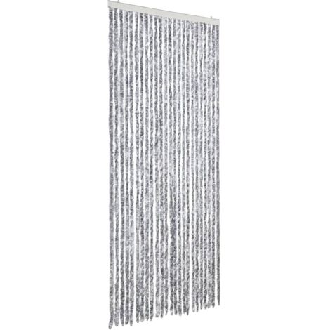 Rideau anti-mouches blanc et gris 100x200 cm chenille CFW65091