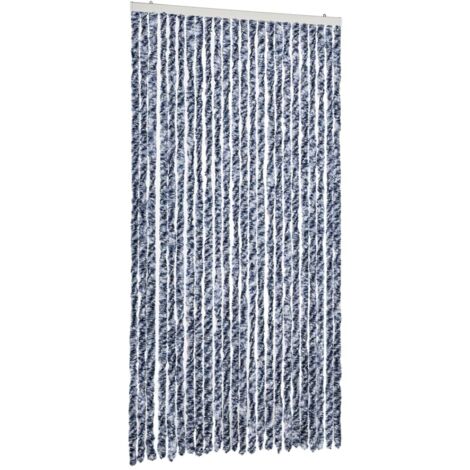Rideau anti-mouches bleu et blanc 100x230 cm chenille CFW65094