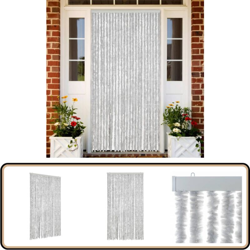 Vidaxl - Rideau anti-mouches gris 100x200 cm chenille - Rideau Anti-moustique - Rideau Insecte - Protection Contre Les Insectes - Intimité