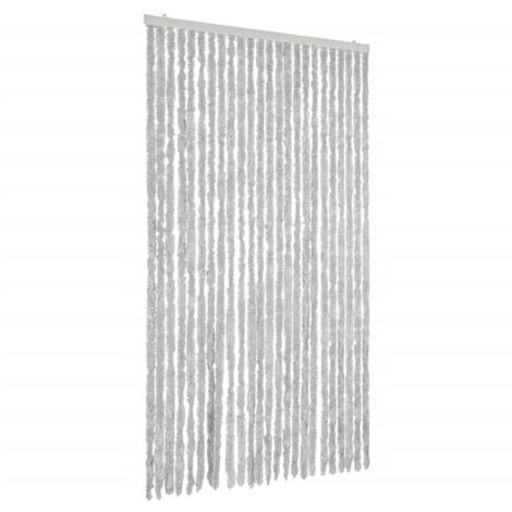 Rideau anti-mouches gris 100x230 cm chenille CFW65097