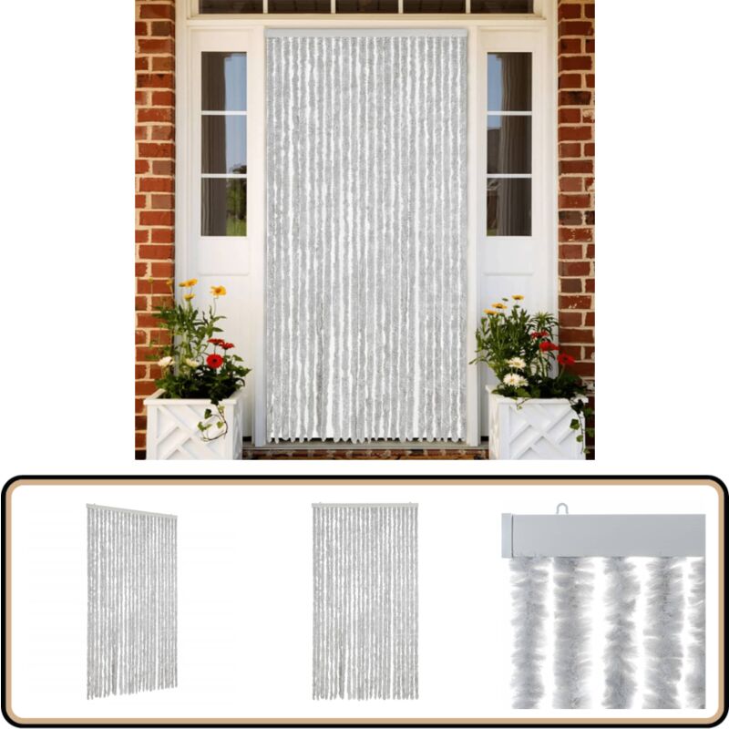 Vidaxl - Rideau anti-mouches gris 100x230 cm chenille - Rideau Anti-moustique - Rideau Insecte - Protection Contre Les Insectes - Moustiquaire