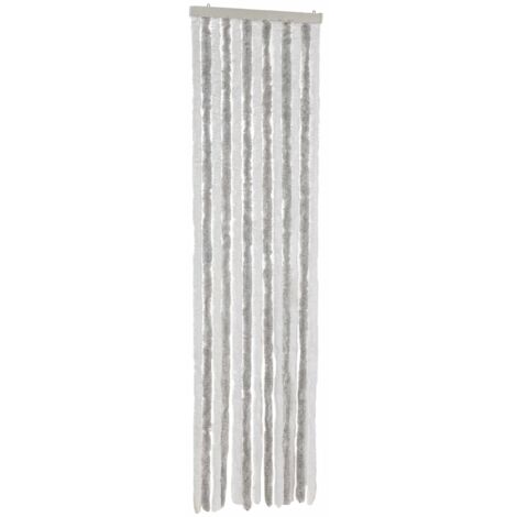 Rideau anti-mouches gris clair et blanc 56x185 cm chenille CFW65115