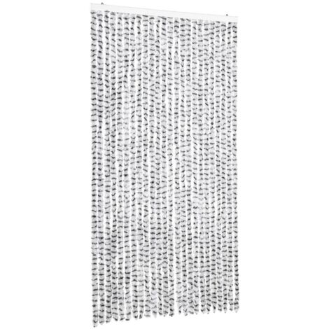Rideau anti-mouches gris clair et gris foncé 100x200cm chenille CFW65119
