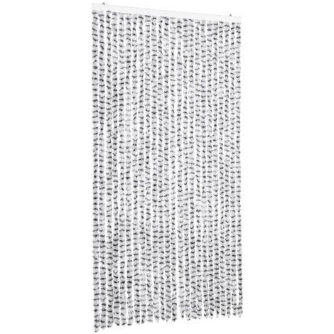 Rideau anti-mouches gris clair et gris foncé 100x230cm chenille CFW65120
