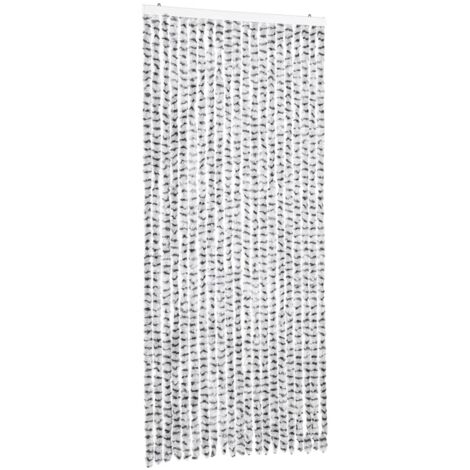 Rideau anti-mouches gris clair et gris foncé 90x200 cm chenille CFW65123