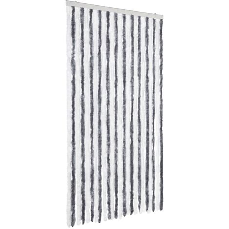Rideau anti-mouches gris et blanc 100x200 cm chenille CFW65124