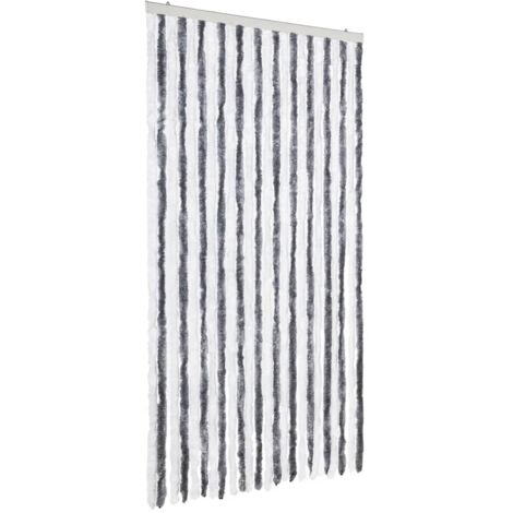 Rideau anti-mouches gris et blanc 100x230 cm chenille CFW65125