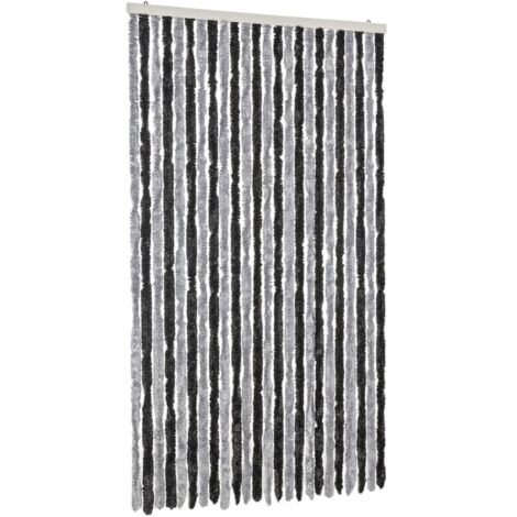 Rideau anti-mouches gris et noir 100x200 cm chenille CFW65126