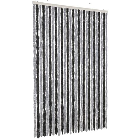 Rideau anti-mouches gris et noir 118x220 cm chenille CFW65129
