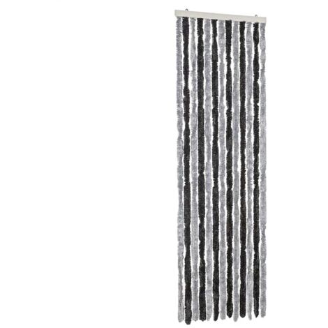 Rideau anti-mouches gris et noir 56x200 cm chenille CFW65131