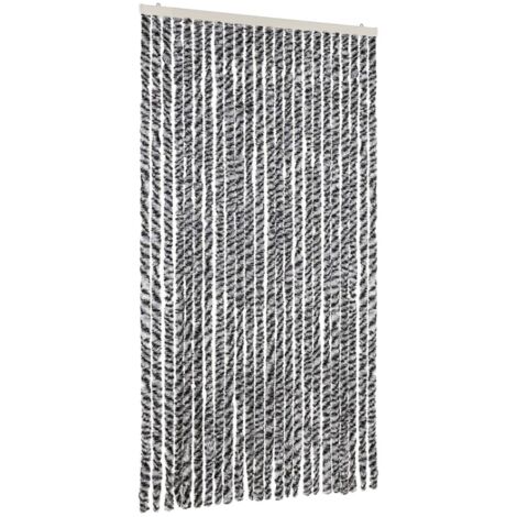 Rideau anti-mouches gris et noir et blanc 100x220 cm chenille CFW65135