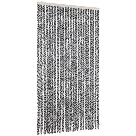 Rideau anti-mouches gris et noir et blanc 100x230 cm chenille CFW65136